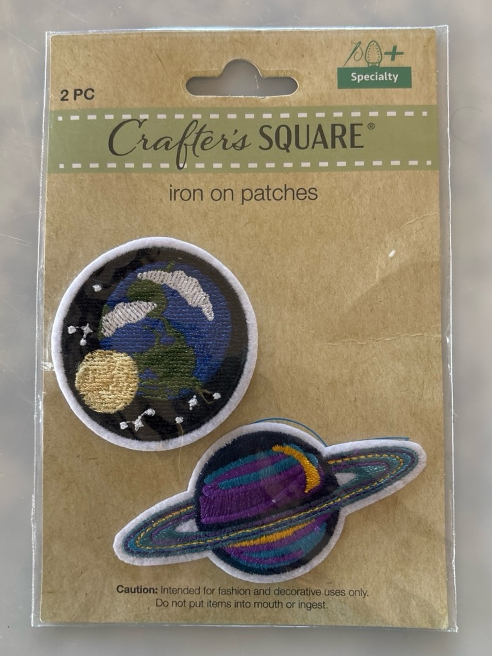 Crafter's Square Purple & Blue Planet Iron-On Patch Duo